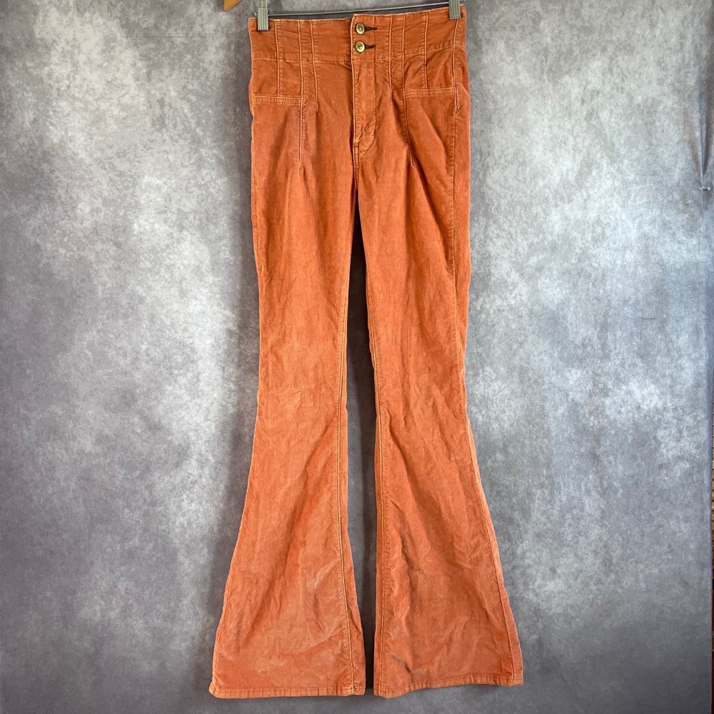 We The Free‎ Corduroy Flare Pants Womens 25 Orange High Rise Boho OB1549781